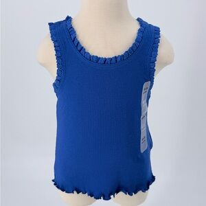 babyGap NWT Ribbed Blue Tank Top 18-24M w/ Crochet Ruffle Trim